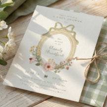 Elegante Menina Floral com Laço Verde Musgo Quadro