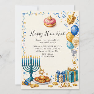 Convites Elegante Menorá Festa de Hanukkah Celebração Judai