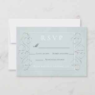 Convites Elegante Menu de Opções de RSVP de Casamento Azul 