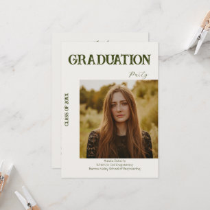 Convites Elegante minimal Creme e Verde Sage Graduação