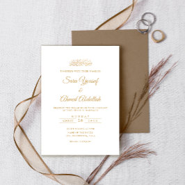 Convites Elegante Minimal Dourado Estilo Script Casamento M