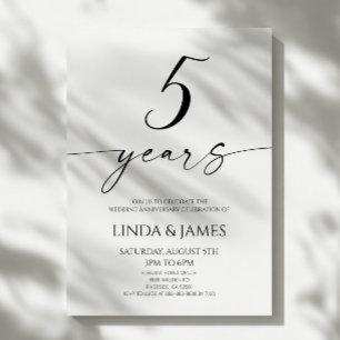 Convites Elegante Minimalista 5º Aniversário de Casamento