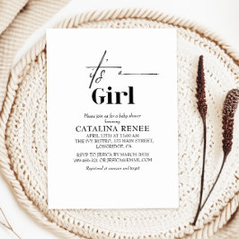 Convites Elegante Minimalista Branco É Um Chá de fraldas De