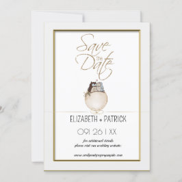 Convites Elegante minimalista, corujas apaixonadas salve a 