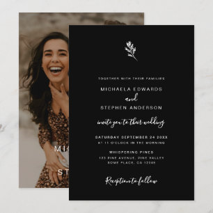 Convites Elegante Minimalista Fotografia Botânica Casamento