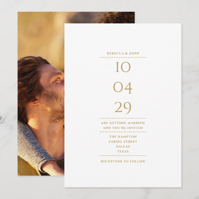Convites Elegante Minimalista Moderna Data de Casamento em  (Frente/Verso)