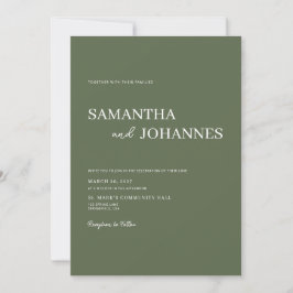 Convites Elegante Minimalista Moderno Verde Casamento Foto