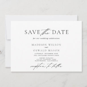 Convites Elegante minimalista Save the date horizontal