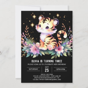 Convites Elegante minimalista Tiger Birthday