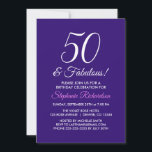 Convites Elegante Mínimo Roxo 50 e Fabuloso Aniversário<br><div class="desc">Elegante Roxo Minimalista 50 e Fabuloso Convite de Aniversário Personalize este elegante convite de aniversário roxo com o nome da pessoa que celebra um dia muito especial em sua vida. Um aniversário de 50 anos é um marco especial para celebrar. Marque a ocasião criando uma festa e enviando convites para...</div>