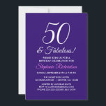 Convites Elegante Mínimo Roxo 50 e Fabuloso Aniversário<br><div class="desc">Elegante Roxo Minimalista 50 e Fabuloso Convite de Aniversário Personalize este elegante convite de aniversário roxo com o nome da pessoa que celebra um dia muito especial em sua vida. Um aniversário de 50 anos é um marco especial para celebrar. Marque a ocasião criando uma festa e enviando convites para...</div>