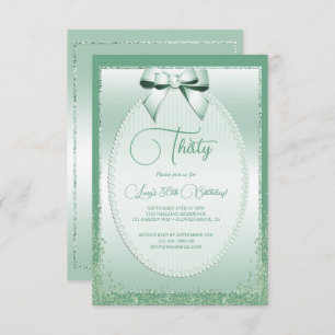 Convites Elegante Mint Green Jeweled Birthday