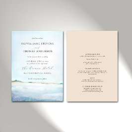Convites Elegante Modern Watercolor Beach All in One Weddin