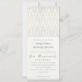 CONVITES ELEGANTE MODERNA ART DECO WHITE SILVER VOW RENEWAL