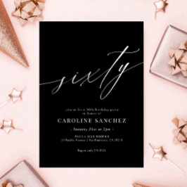 Convites Elegante Moderna Caligrafia 60º Aniversário