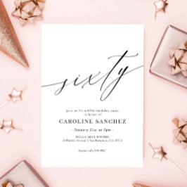 Convites Elegante Moderna Caligrafia 60º Aniversário