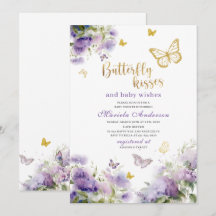 Elegante Moderno Beijo de Borboleta Aquarela Bebê 