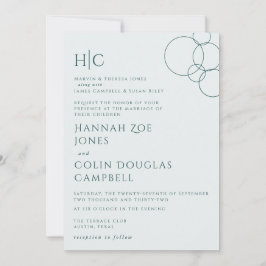 Convites Elegante Moderno Bolhas Geométricas e Teal Escuro