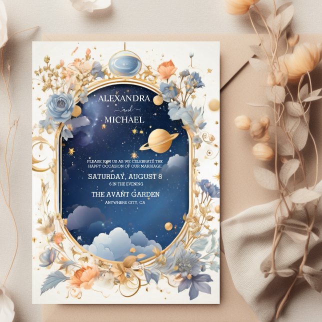 Convites Elegante, Moderno Casamento de Constelações Celest (Criador carregado)