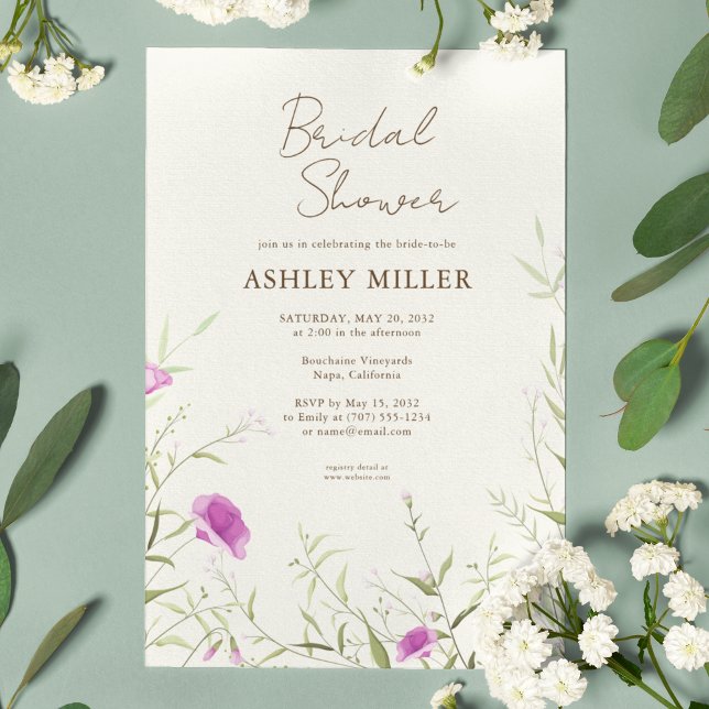 Convites Elegante Moderno Chá de panela De Flor Selvagem Es (Criador carregado)