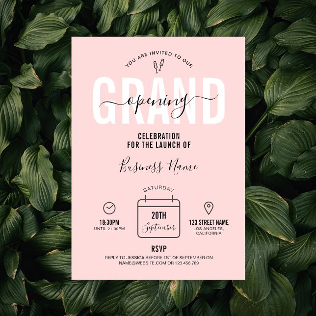 Convites Elegante moderno de abertura de grande empresa ros (Criador carregado)