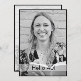 Convites Elegante Moderno de Foto Branco aniversário de 40 