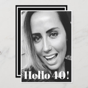 Convites Elegante Moderno de Foto Branco aniversário de 40