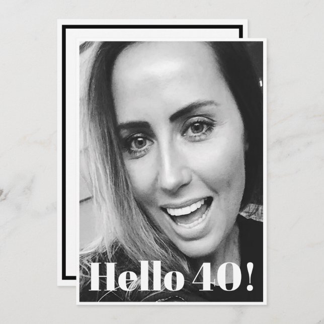 Convites Elegante Moderno de Fotografia aniversário de 40 a (Frente/Verso)
