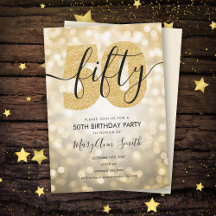 Elegante Moderno Dourada 50ª Festa de aniversário