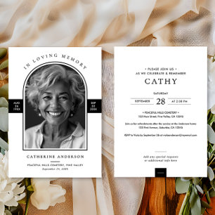 Convites Elegante Moderno em Memória Arco Foto Funeral