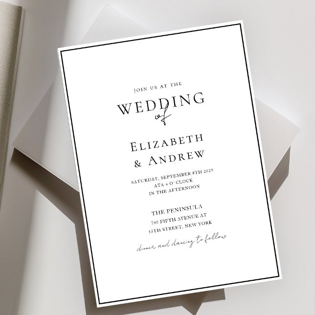 Convites Elegante, Moderno, Escrita Manual, Casamento Branc (Elegant, Modern, Handwriting, White Wedding Invitation)