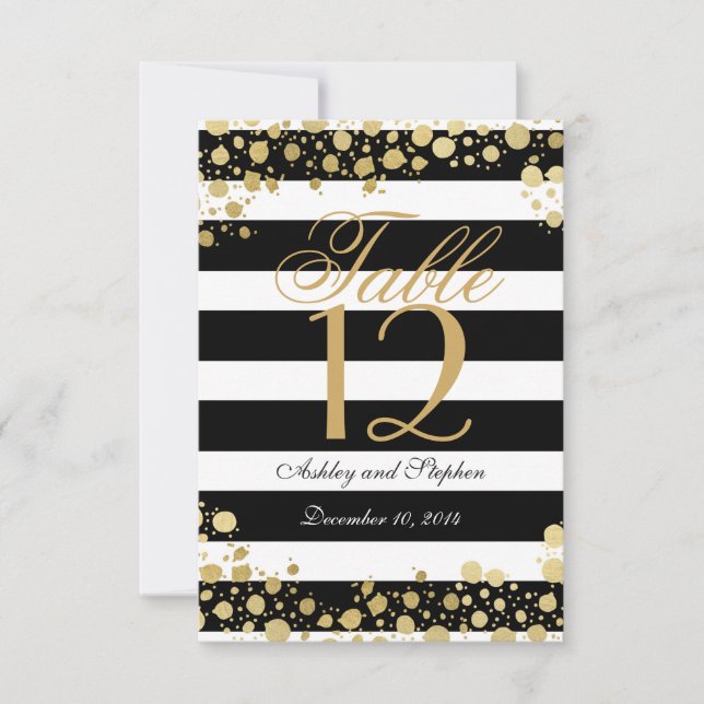 Convites Elegante Moderno Falso Ouro Salpicos e Listras (Frente)