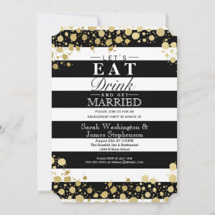 Convites Elegante Moderno Faux Dourados Splatters and Strip
