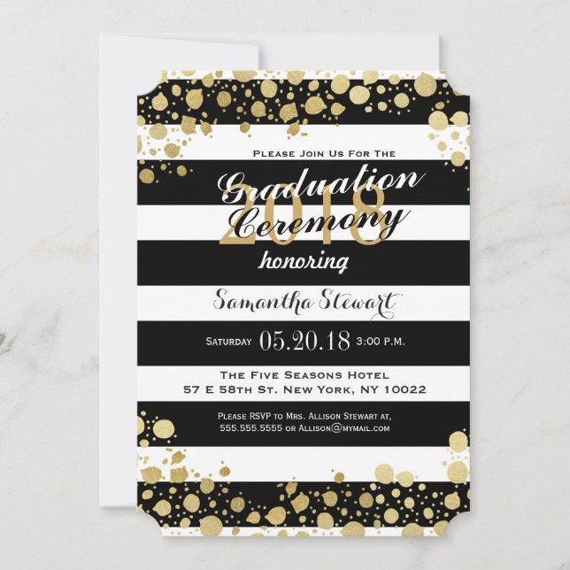 Convites Elegante Moderno Faux Dourados Splatters and Strip (Frente)