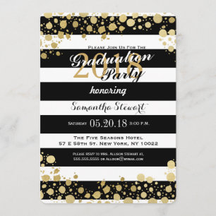 Convites Elegante Moderno Faux Dourados Splatters and Strip