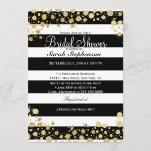 Convites Elegante Moderno Faux Dourados Splatters and Strip