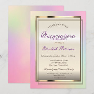 Convites Elegante Moderno Legal Quinceañera Holográfica