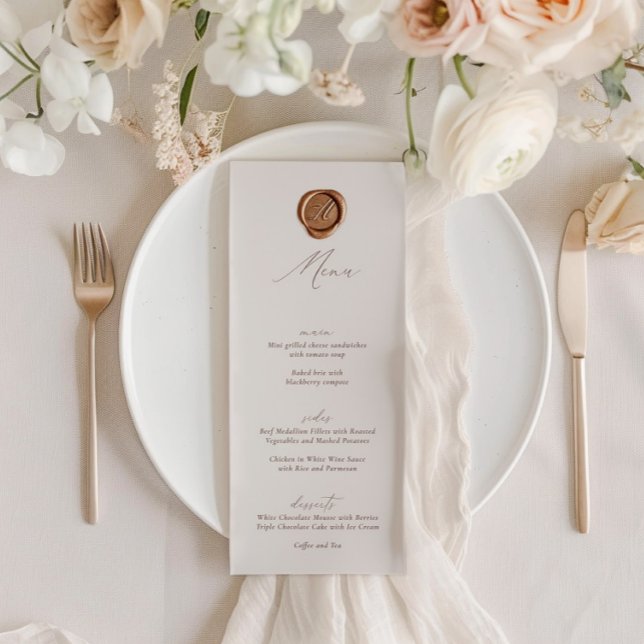 Convites Elegante moderno Menu de Casamento da Caligrafia d (Elegant Modern Ivory Calligraphy Wedding Menu)