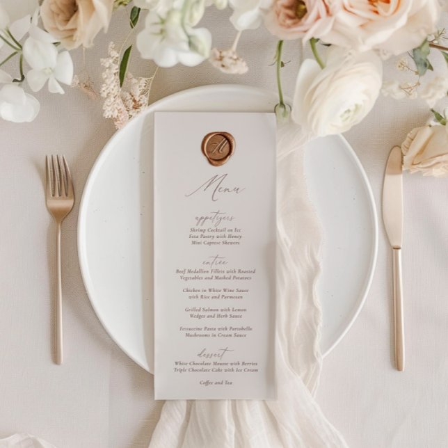 Convites Elegante moderno Menu de Casamento da Caligrafia d (Elegant Modern Ivory Calligraphy Wedding Menu )