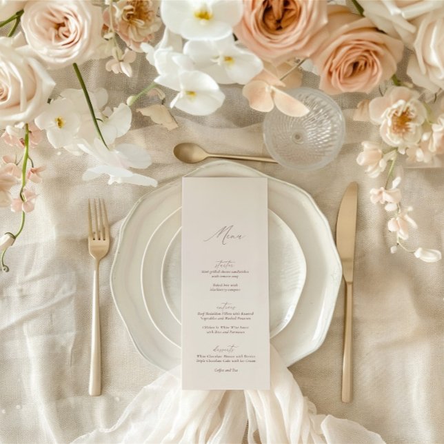 Convites Elegante moderno Menu de Casamento da Caligrafia d (Elegant Modern Ivory Calligraphy Wedding Menu )
