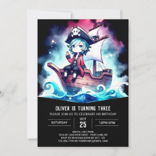 Convites Elegante Moderno Pirata Aniversário