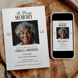 Convites Elegante Moderno Preto e Branco Funeral de 2 Fotos