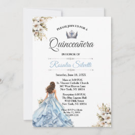 Convites Elegante Moderno Quinceanera Azul e Prata