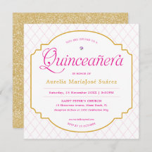 Elegante Moderno Rosa Dourada Quinceañera