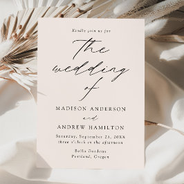 Convites Elegante Moderno Script Creme Casamento
