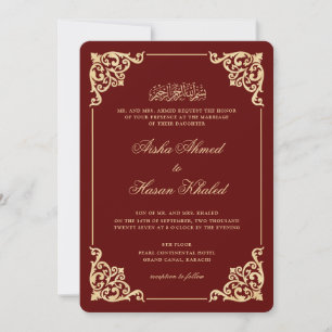 Convites Elegante Moldura Barroca Casamento Muçulmano Borgo