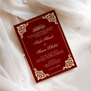 Convites Elegante Moldura Barroca Casamento Muçulmano Borgo