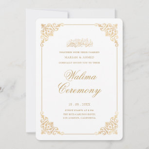 Convites Elegante Moldura Barroca Dourada Cerimônia Walima 