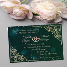 Elegante Moldura de Corações Dourados Casamento Ve