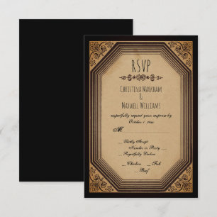Convites Elegante Moldura Deco Gótica de Cornijas Casamento